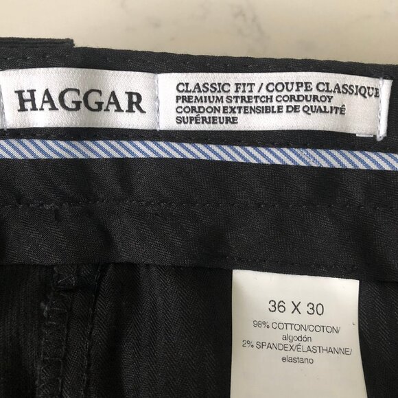 Haggar Premium Stretch Corduroy Classic Fit Straight Leg Pants Black 36x30 NWT - Picture 14 of 16